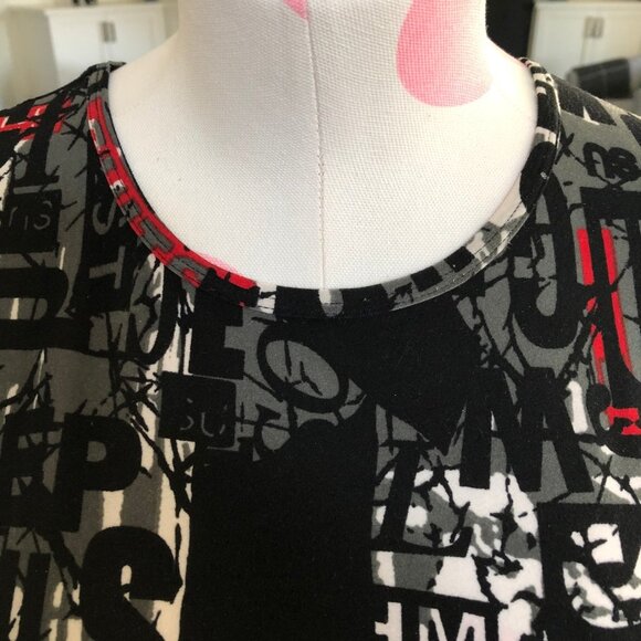 Nygard Collection Abstract Print Scoop Neck 3/4 Slv Polyester Top Blk Wht Sz S - Picture 4 of 9